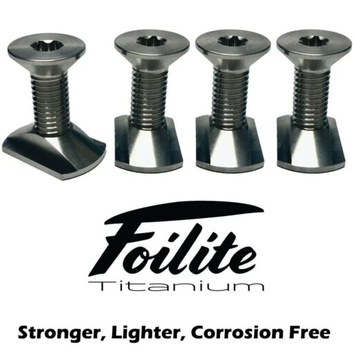 Foilite - M8 Titanium Hydrofoil Hardware Set - 4 Track Nuts And 4 M8 Screws Discounts Apply ! 1 Foilite - M8 Titanium Hydrofoil Hardware Set - 4 Track Nuts And 4 M8 Screws Discounts Apply ! -Cheap Kite Surfing Store foilite titanium m8 screw track nut set 1