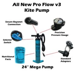 PKS Pro Flow V3 XL Kite Pump With PSI Meter 24" Discounts Apply ! -Cheap Kite Surfing Store pks 2020 pro flow v3 mega pump 4