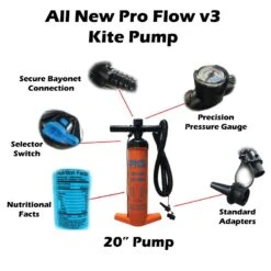 PKS Pro Flow V3 Large Kite & Wing Pump With PSI Meter 20" Discounts Apply ! -Cheap Kite Surfing Store pks 2020 pro flow v3 pump 4